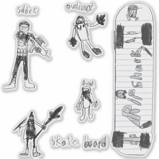 Sebi's potloodtekeningen sticker (Voorkant)