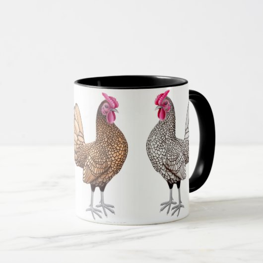 Sebright Bantam Chickens Ringer Mok (Voorkant rechts)