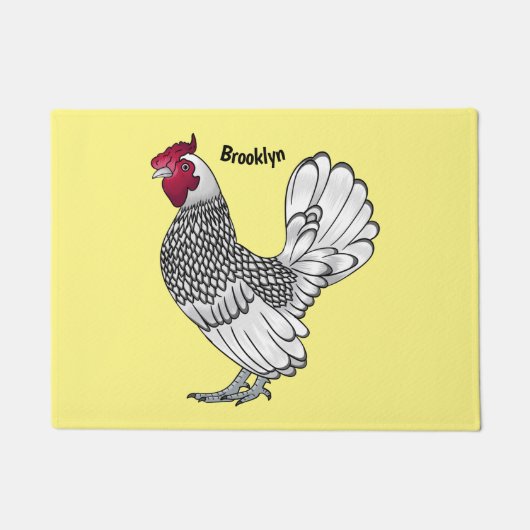 Sebright kip cartoon illustratie deurmat (Voorkant)