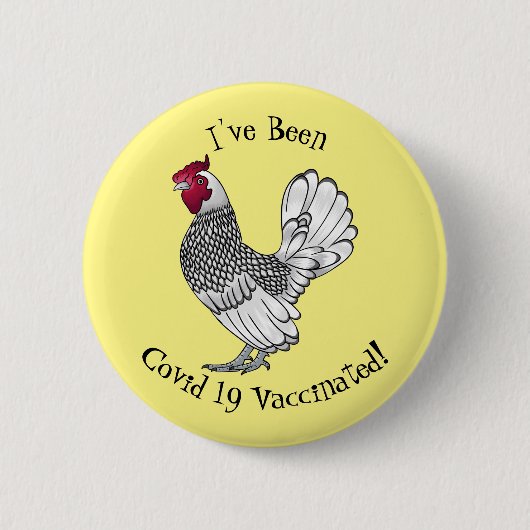 Sebright kip cartoon illustratie ronde button 5,7 cm (Voorkant)