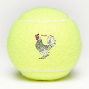 Sebright kip cartoon illustratie tennisballen