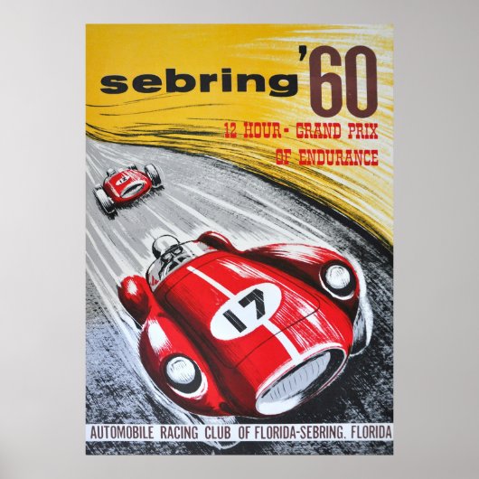 Sebring 60 Grand Prix  Motor Racing Art Poster (Voorkant)