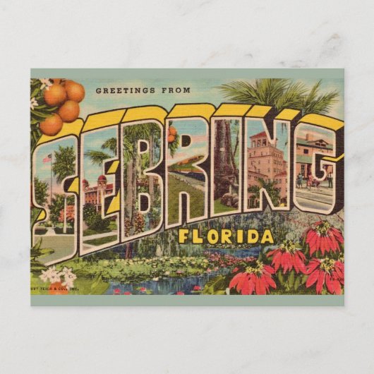 Sebring Florida Vintage Groet Briefkaart (Voorkant)