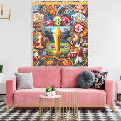 SEC Championship Folk Art Uitgerekte Canvas Print (Insitu (Woonkamer))