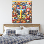 SEC Championship Folk Art Uitgerekte Canvas Print (Insitu (Slaapkamer))