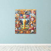 SEC Championship Folk Art Uitgerekte Canvas Print (Insitu (Houten vloer))