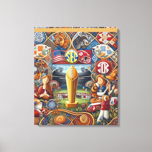 SEC Championship Folk Art Uitgerekte Canvas Print (Voorkant)