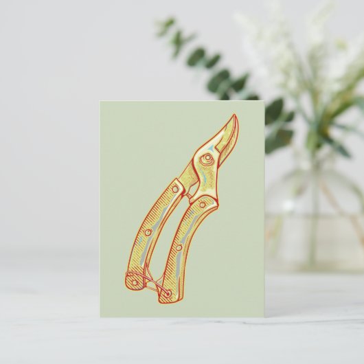 Secateurs tuingereedschap briefkaart (Staand voorkant)
