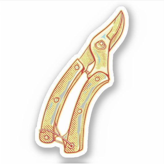 Secateurs tuingereedschap sticker (Voorkant)
