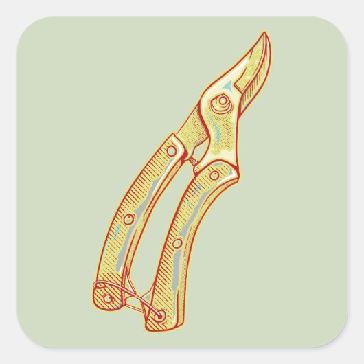 Secateurs tuingereedschap vierkante sticker (Voorkant)