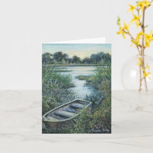 "Secluded Pond" Blank Wenskaart Kaart (Gele Bloem)