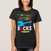 Second 2nd Grade Rocks Teacher Student Back To Sc T-shirt (Voorkant)