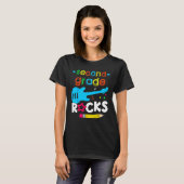 Second 2nd Grade Rocks Teacher Student  Back To Sc T-shirt (Voorkant volledig)