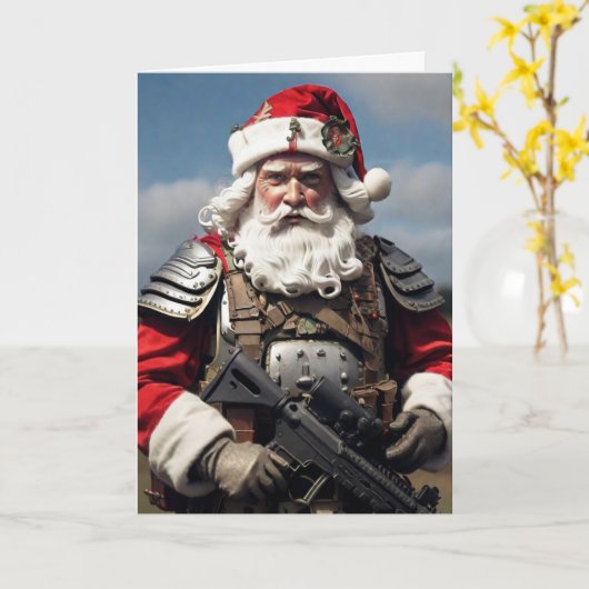 Second Amendment Santa Christmas Card Hunter  Kaart (Gele Bloem)