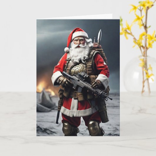 Second Amendment Santa Christmas Card Patriotic Kaart (Gele Bloem)