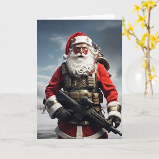 Second Amendment Santa Christmas Card Patriotic  Kaart (Gele Bloem)