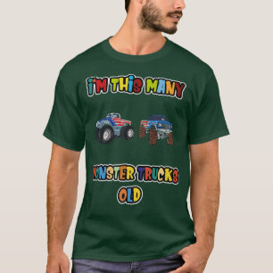 Second Birthday I'm this many Monster Trucks Old T-shirt