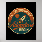 Second Grade Adventure Rocket Kids Or Teacher Back Poster (Voorkant)