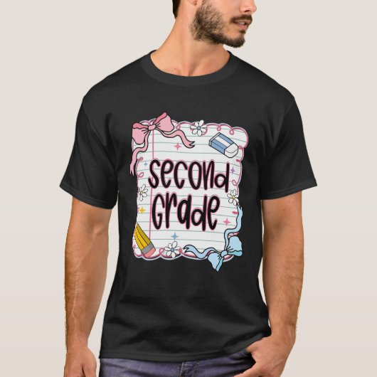 Second Grade Coquette Bow First Day Of School Back T-shirt (Voorkant)