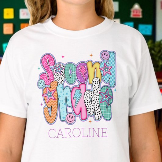 Second Grade First Day of School Coquette Custom T-shirt