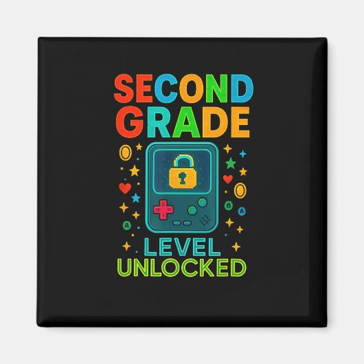 Second Grade Level Unlocked Gamer Ck To School Con Magneet (Voorkant)