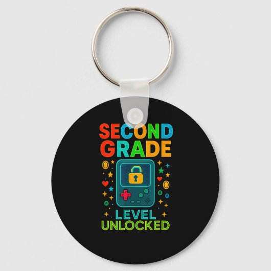 Second Grade Level Unlocked Gamer Ck To School Con Sleutelhanger (Voorkant)