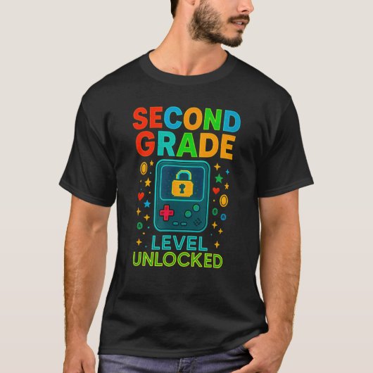Second Grade Level Unlocked Gamer Ck To School Con T-shirt (Voorkant)