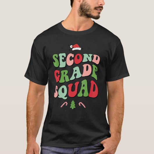 Second Grade Squad Xmas Groovy Family Christmas Pa T-shirt (Voorkant)