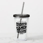 Second Grade Teacher Black Typography Design Acryl Drinkbeker (Achterkant)