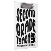 Second Grade Teacher Black Typography Design Klembord (Rechts)