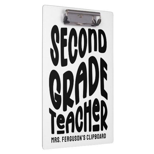 Second Grade Teacher Black Typography Design  Klembord (Rechts)