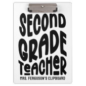 Second Grade Teacher Black Typography Design  Klembord (Voorkant)