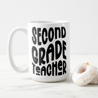 Second Grade Teacher Black Typography Design Koffiemok