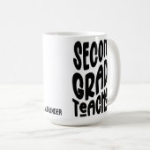 Second Grade Teacher Black Typography Design Koffiemok (Voorkant rechts)