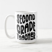 Second Grade Teacher Black Typography Design Koffiemok (Links)