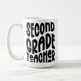 Second Grade Teacher Black Typography Design Koffiemok