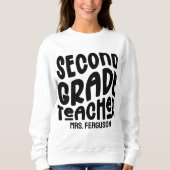 Second Grade Teacher Black Typography Trui (Voorkant)
