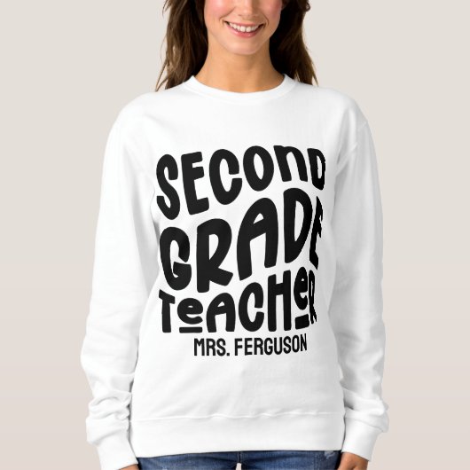 Second Grade Teacher Black Typography Trui (Voorkant)