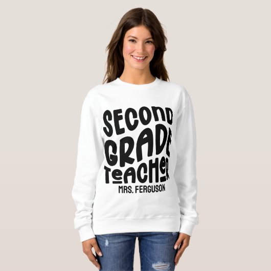 Second Grade Teacher Black Typography Trui (Voorkant volledig)
