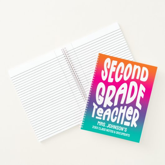 Second Grade Teacher Colorful Ombre Notitieboek (Binnen)