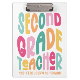 Second Grade Teacher Colorful Typography Design Klembord