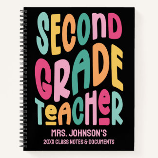Second Grade Teacher Colorful Typography Notitieboek