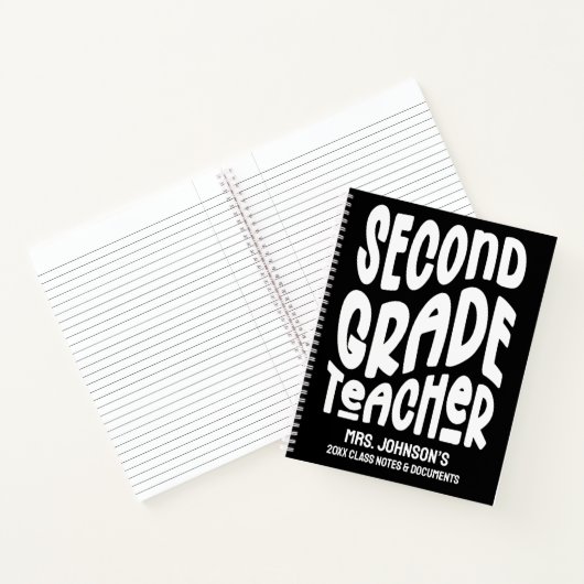 Second Grade Teacher White Typography Notitieboek (Binnen)
