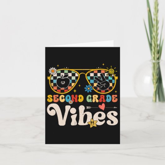 Second Grade Vibes - 2nd Grade Team Retro 1st Day Kaart (Voorkant)
