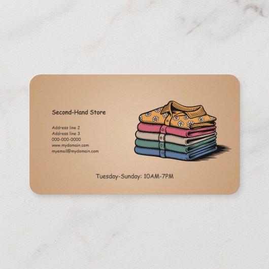 Second-Hand Clothes Visitekaartje (Achterkant)