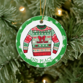 Second Place Ugly Sweater Winner Christmas Keramisch Ornament