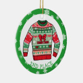 Second Place Ugly Sweater Winner Christmas Keramisch Ornament (Rechts)