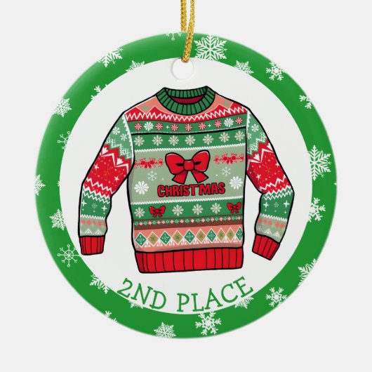 Second Place Ugly Sweater Winner Christmas Keramisch Ornament (Voorkant)