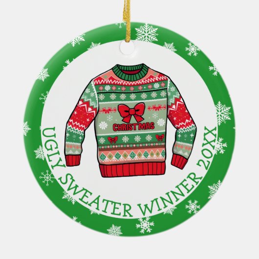 Second Place Ugly Sweater Winner Christmas Keramisch Ornament (Achterkant)
