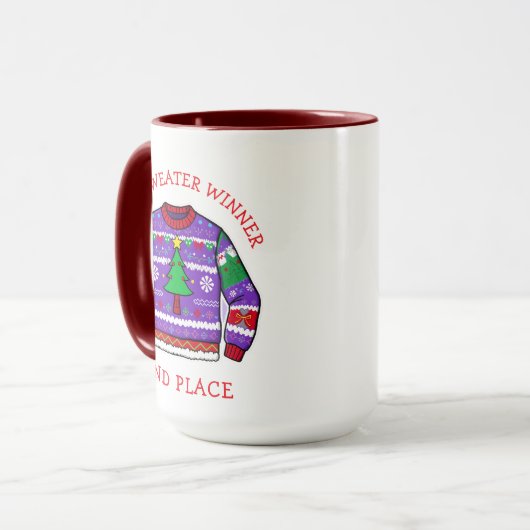 Second Place Ugly Sweater Winner Christmas Mok (Voorkant links)